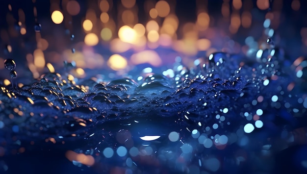 Primer plano de agua hirviendo en tono oscuro y azul