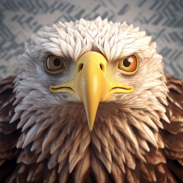 Un primer plano de un águila calva con un fondo azul.