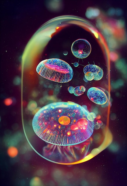 Primer plano de ai generativo de medusas