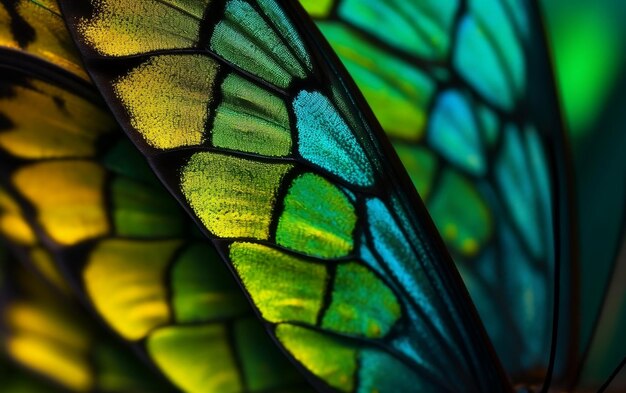 Primer plano del ala de mariposa Belleza delicada y patrones intrincados IA generativa