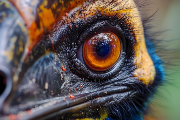 Un primer plano de las alas y los ojos de la mariposa Detalles de colores vibrantes y patrones intrincados Fotografía de la naturaleza