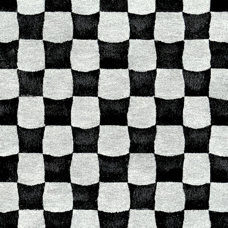 Foto un primer plano de una alfombra a cuadros negra y blanca con un fondo generativo en blanco y negro