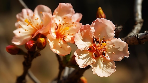 Un primer plano de algunas flores en un árbol