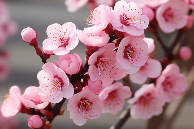 un primer plano de algunas flores rosadas en un árbol