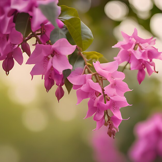 Foto un primer plano de algunas flores rosadas con el sol brillando a través