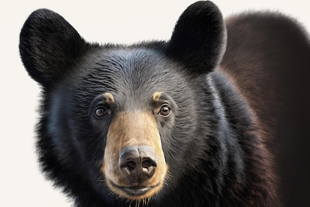 Primer plano de American Black Bear con fondo blanco de muy alta calidad IA generativa AIG16