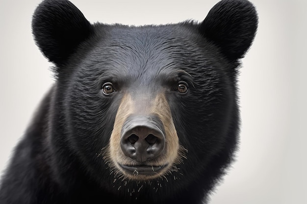 Primer plano de American Black Bear con fondo blanco de muy alta calidad IA generativa AIG16