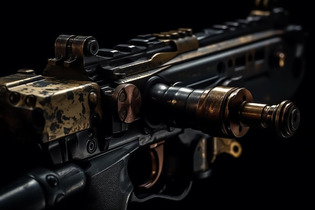 Foto un primer plano de una ametralladora con la palabra rifle