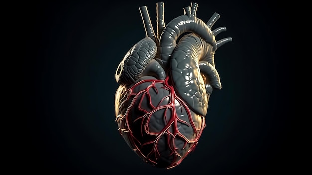 Primer plano anatómico del corazón humano ai generativo