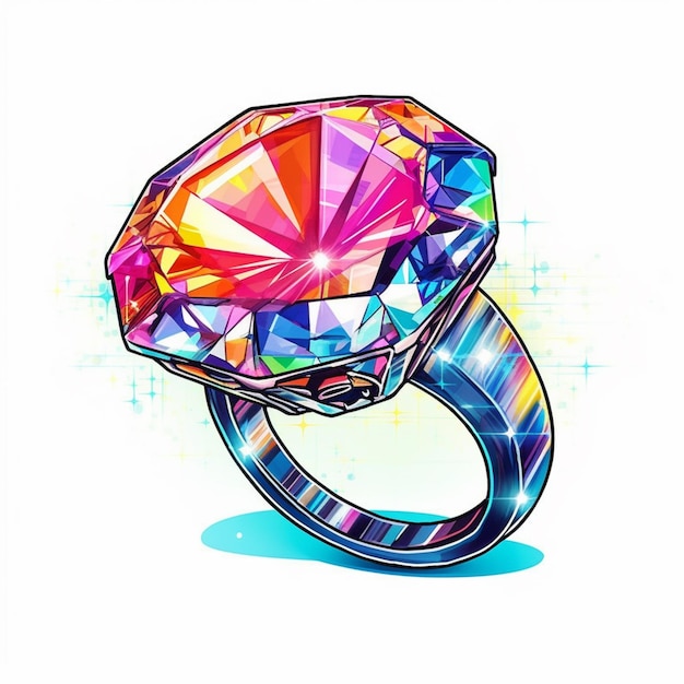 Un primer plano de un anillo de diamantes con un centro brillante ai generativo