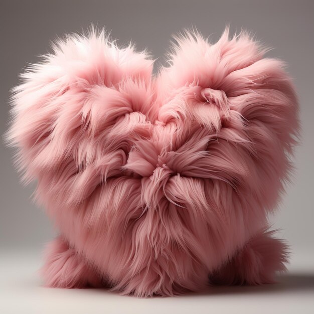 Foto un primer plano de un animal en forma de corazón esponjoso rosa en una mesa generativa ai