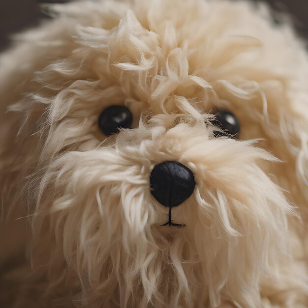 Foto un primer plano de un animal de peluche con una nariz negra y una nariz negro