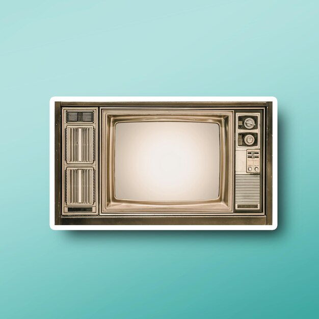 Primer plano de un aparato de televisión retro contra un fondo de color