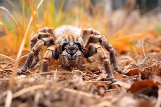 un primer plano de una araña arrastrándose