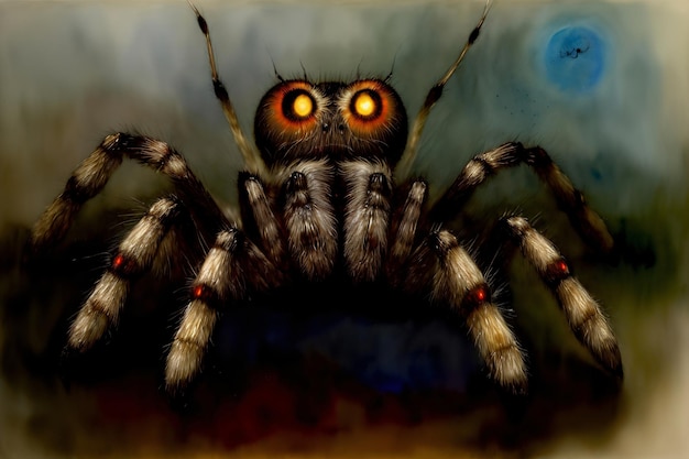 Un primer plano de una araña con ojos brillantes
