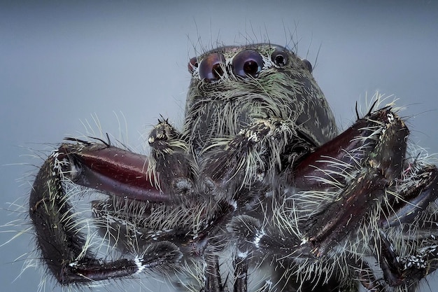 Foto primer plano de la araña saltadora