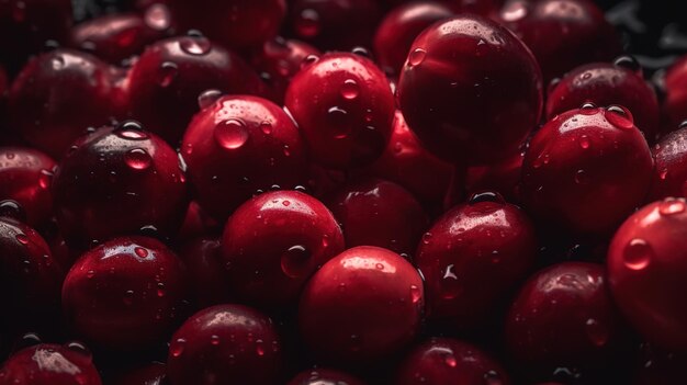 Un primer plano de arándanos con gotas de agua sobre ellos