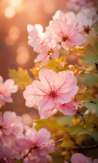 primer plano del árbol de cerezas rosadas en flor