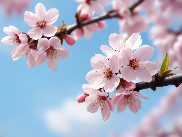 un primer plano de un árbol de cerezas rosadas en flor