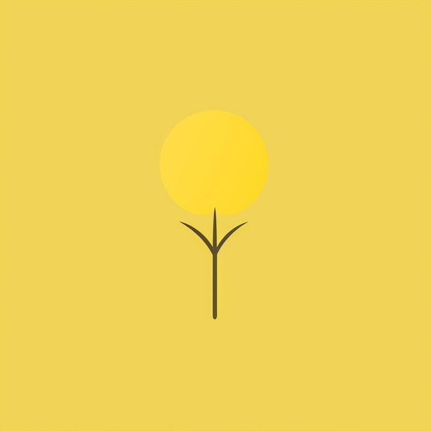 Foto un primer plano de un árbol con un cielo amarillo en el fondo generativo ai