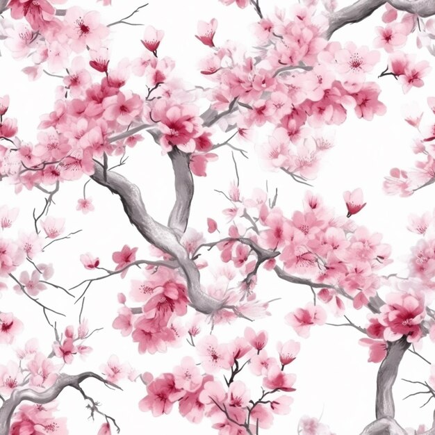 Un primer plano de un árbol con flores rosas con un fondo blanco