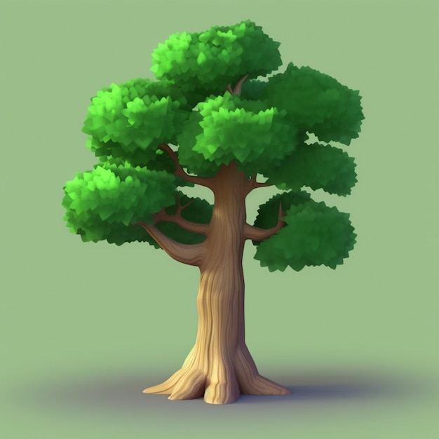 un primer plano de un árbol con un fondo verde ai generativo