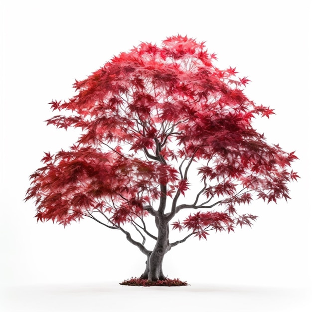 Foto un primer plano de un árbol con hojas rojas en un fondo blanco