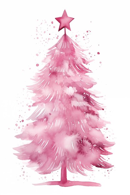 un primer plano de un árbol de Navidad rosado con una estrella en la parte superior generativa ai