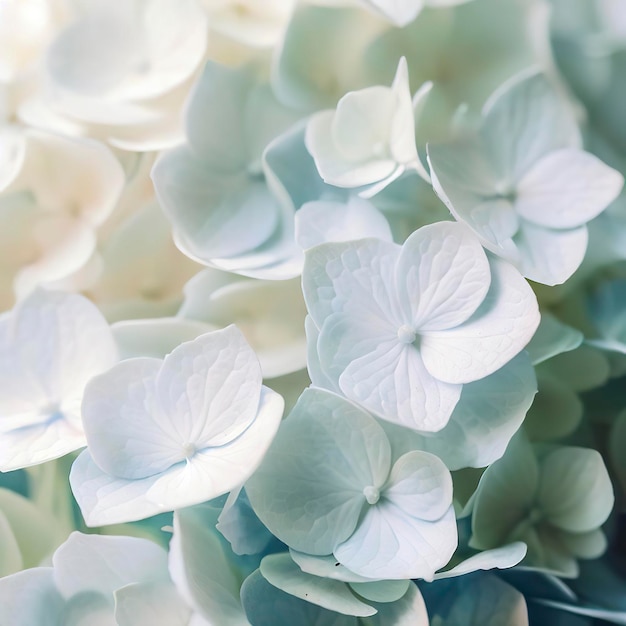 Un primer plano de un arbusto de flores de hortensia blanca