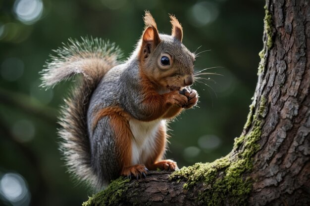 Un primer plano de una ardilla en un árbol