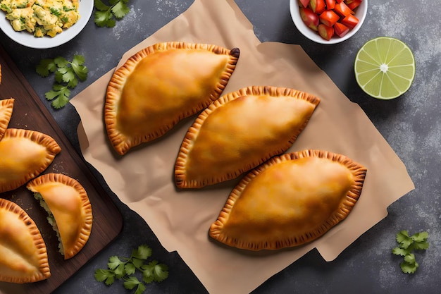 Primer plano del arte generativo de empanada de pollo por IA