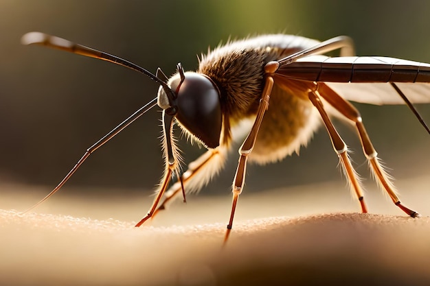 Un primer plano de una avispa en una piel humana