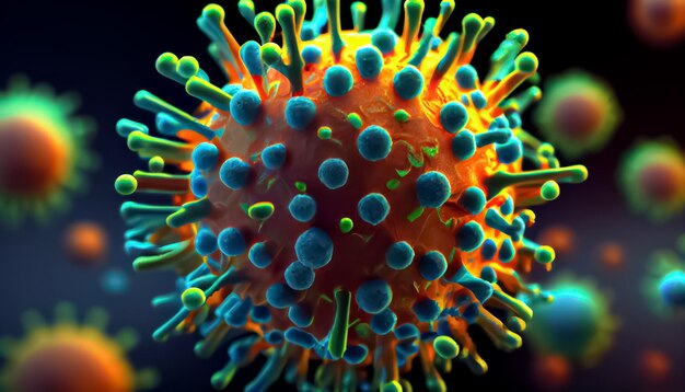 Primer plano de la bacteria del virus Covid 19