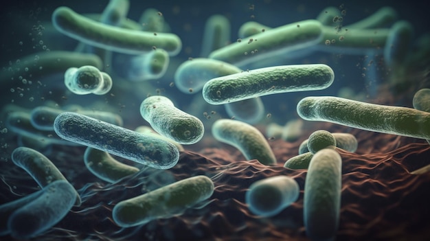 Un primer plano de las bacterias que están sobre una mesa.