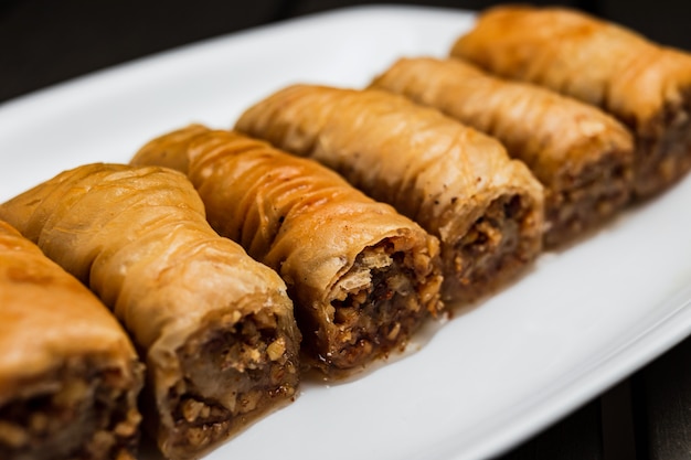 Un primer plano de baklava de postre turco