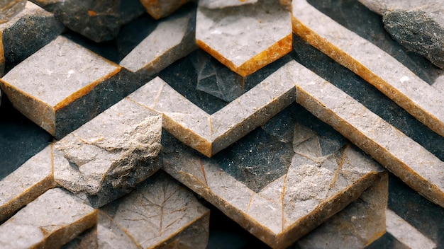 Un primer plano de una baldosa de piedra con la palabra hoja