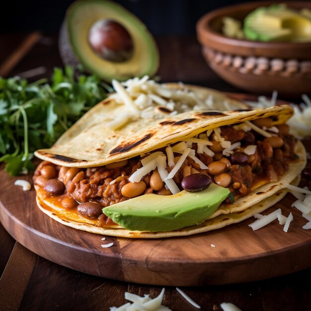 Primer plano de baleadas hondureñas con salsa y ensalada