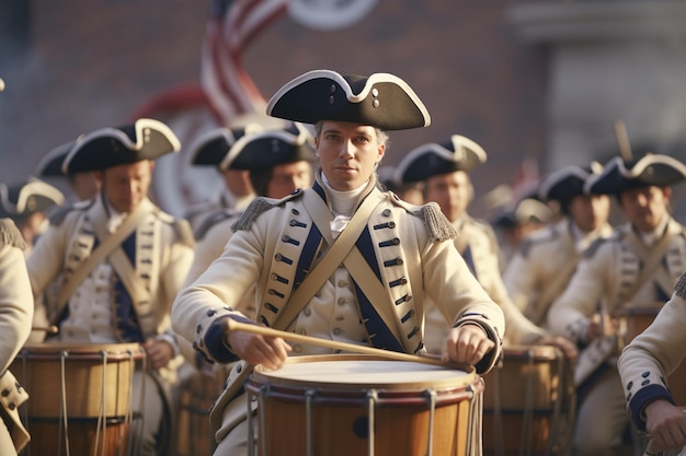 Foto primer plano de una banda de violín y batería de estilo colonial