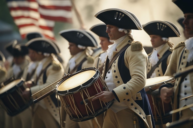 Foto primer plano de una banda de violín y batería de estilo colonial