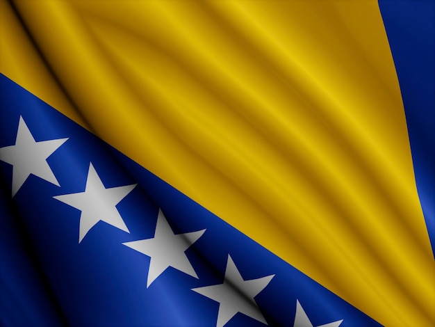 Primer plano de la bandera de Bosnia y Herzegovina