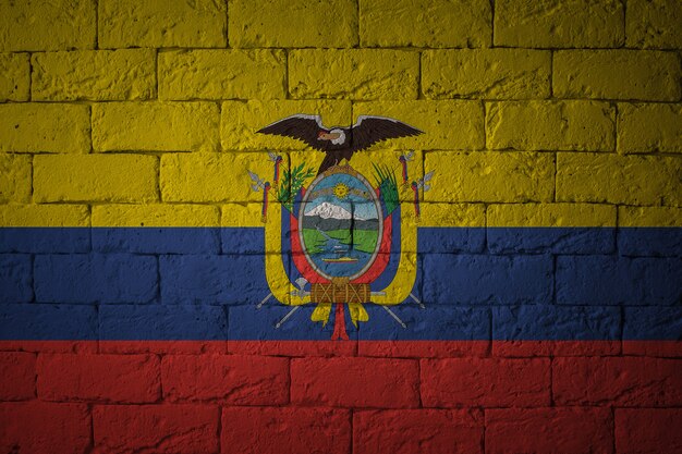 Primer plano de la bandera del grunge de Ecuador. Bandera con proporciones originales.