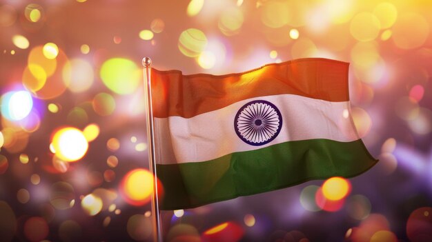 Primer plano de la bandera de la India Una vibrante pintura en acuarela de la bandera indiana República del día de la Independencia