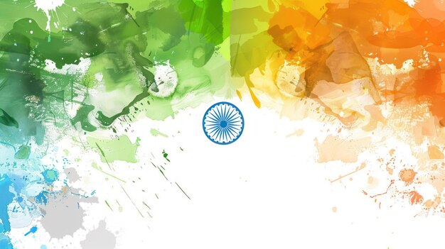 Primer plano de la bandera de la India Una vibrante pintura en acuarela de la bandera indiana República del día de la Independencia