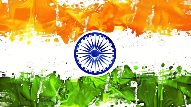 Primer plano de la bandera de la India Una vibrante pintura en acuarela de la bandera indiana República del día de la Independencia