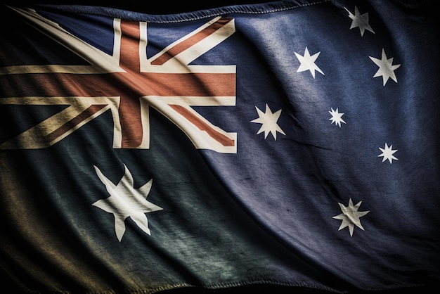 primer plano de la bandera ondeante de Australia