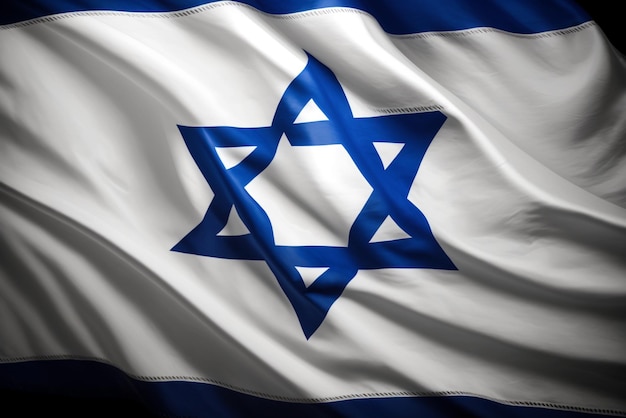 primer plano de la bandera ondeante de Israel