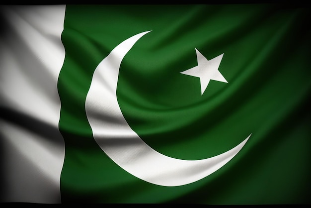 Foto un primer plano de la bandera ondeante de pakistán