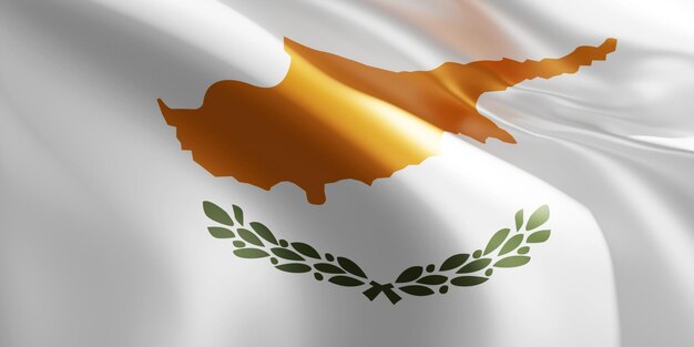Un primer plano de una bandera con la palabra Chipre
