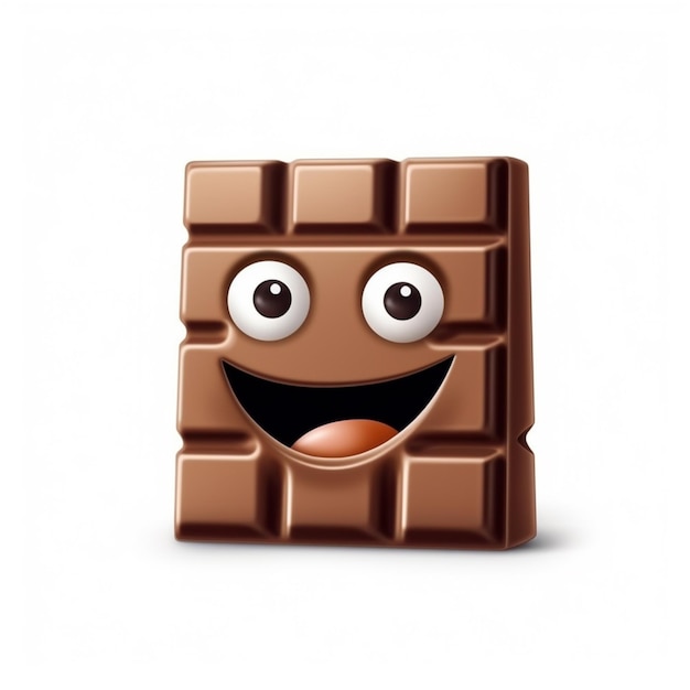 Foto un primer plano de una barra de chocolate con una cara sonriente ai generativa