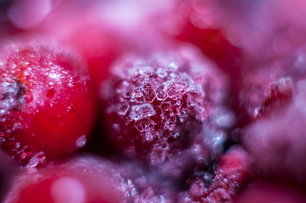Primer plano de las bayas congeladas. Fruta saludable. Antioxidante natural.